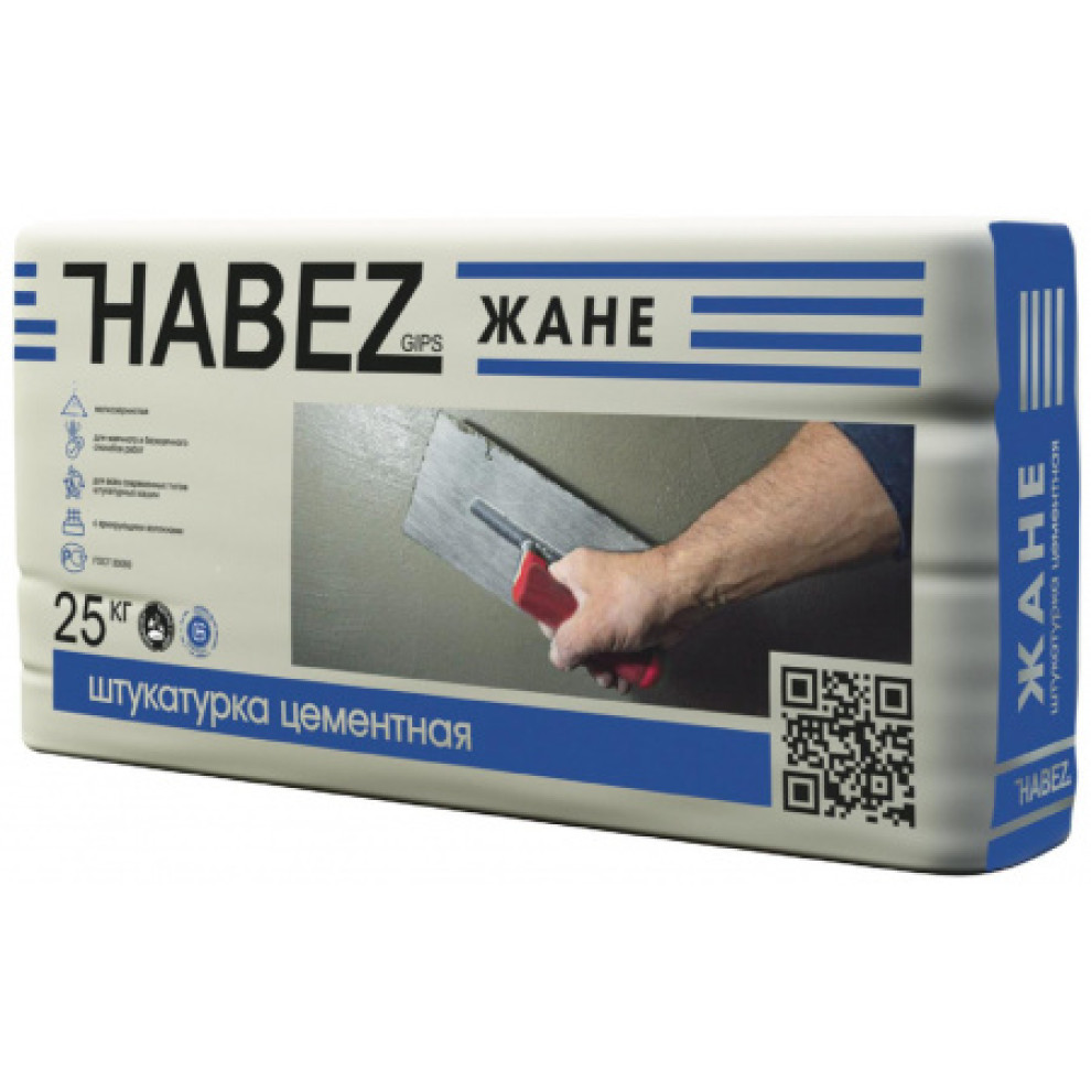 Habez Жане штукатурка цементная 25кг (Хабез) для внутренних и наружных  работ- в Сочи оптом и в розницу Доставка и самовывоз