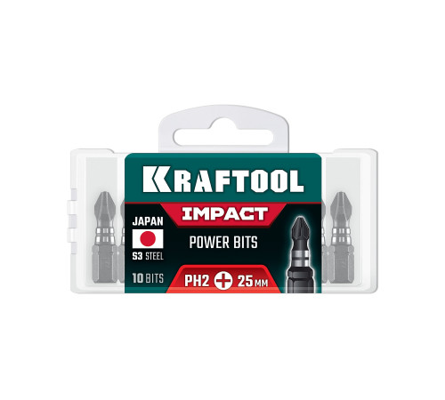 KRAFTOOL Impact PH 2, 25 мм, 10 шт, ударные биты (26191-2-25-S10) для монтажа и демонтажа резьбовых соединений