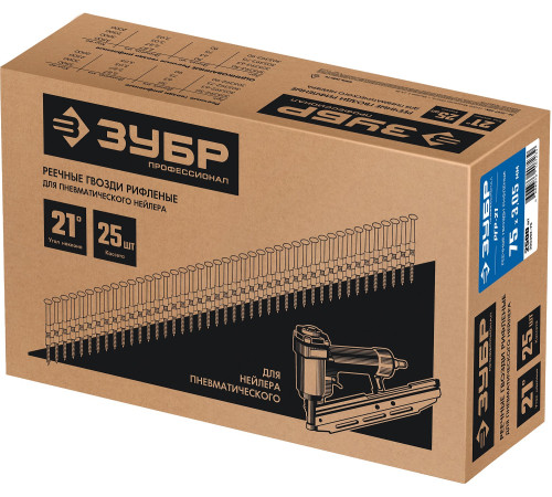 ЗУБР SN21 75 х 3.05 мм, реечные гвозди рифленые, 2500 шт (305392-75) купить  в Сочи