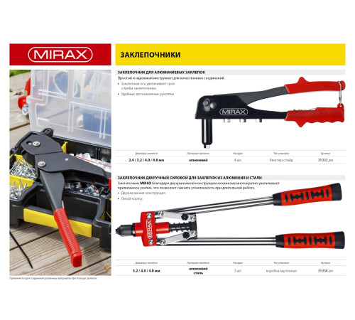 MIRAX 2.4 - 4.8 мм, 420 мм, двуручный заклепочник (31034) купить в Сочи MIRAX 2.4 - 4.8 мм, 420 мм, двуручный заклепочник (31034) купить в Сочи