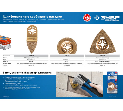 ЗУБР ШВД-35 UniLock, 35 мм, OIS-хвост., двусторонняя, насадка дельтовидная шлифовальная, Профессионал (15563-35) купить  в Сочи