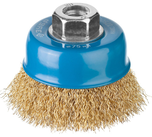 ЗУБР 75 мм, витая стальная латунированная проволока 0.3 мм, чашечная щетка-крацовка для УШМ, Профессионал (3526-075) купить  в Сочи