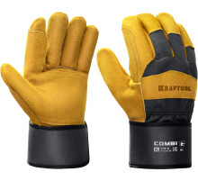 KRAFTOOL COMBI, XL (10) комбинированные двухслойные спилковые перчатки с доп. слоем на ладони (11310-XL)