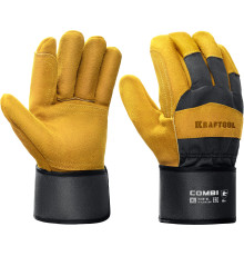 KRAFTOOL COMBI, XL (10) комбинированные двухслойные спилковые перчатки с доп. слоем на ладони (11310-XL)