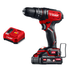 ЗУБР 20 В, 40 Н·м, 1 АКБ LMS (2 А·ч), ударная дрель-шуруповерт (ДШУ-40-21)