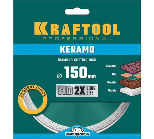 KRAFTOOL KERAMO, 150 мм, (22.2 мм, 10 х 1.8 мм), сплошной алмазный диск (36684-150) купить в Сочи KRAFTOOL KERAMO, 150 мм, (22.2 мм, 10 х 1.8 мм), сплошной алмазный диск (36684-150) купить в Сочи