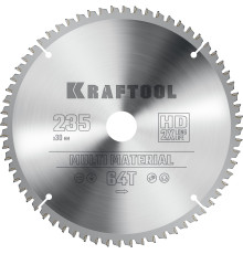KRAFTOOL Multi Material, 235 х 30 мм, 64Т, пильный диск по алюминию (36953-235-30)