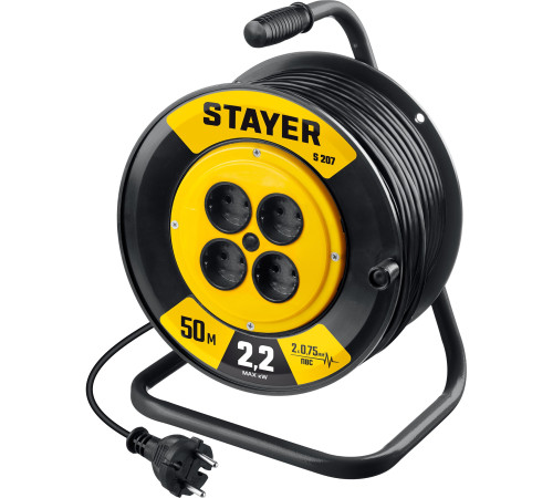 STAYER S-207, ПВС, 2 х 0.75 мм2, 50 м, 2200 Вт, удлинитель на катушке (55073-50) купить в Сочи STAYER S-207, ПВС, 2 х 0.75 мм2, 50 м, 2200 Вт, удлинитель на катушке (55073-50) купить в Сочи
