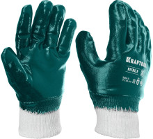 KRAFTOOL HYKRAFT Heavy Duty - особопрочные, XL (10), с манжетой, нитриловое покрытие, высокая защита от нефтепродуктов, перчатки (11289-XL)