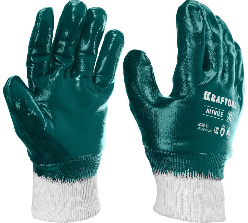 KRAFTOOL HYKRAFT Heavy Duty - особопрочные, XL (10), с манжетой, нитриловое покрытие, высокая защита от нефтепродуктов, перчатки (11289-XL) купить  в Сочи