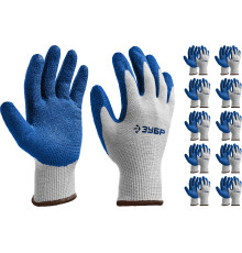 ЗУБР ЗАХВАТ, L-XL, х/б перчатки с текстурированным нитриловым обливом, повышенная износостойкость, 13 класс, 10 пар, Профессионал (11457-K10)