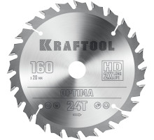 KRAFTOOL Optima, 160 х 20 мм, 24Т, пильный диск по дереву (36951-160-20)