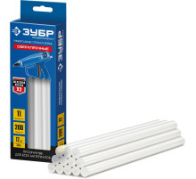 ЗУБР 11 х 200 мм, 12 шт, сверхпрочные прозрачные клеевые стержни, Профессионал (06856-12)