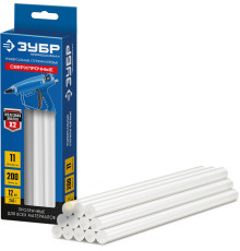 ЗУБР 11 х 200 мм, 12 шт, сверхпрочные прозрачные клеевые стержни, Профессионал (06856-12)