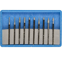 ЗУБР 10 шт, хвостовик d 3 мм, Р 150 - 180, набор алмазных мини-насадок для гравера, Профессионал (33383-H10)