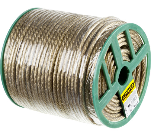 STAYER 8 мм, L 100 м, стальной трос в полимерной оболочке (30410-80) купить  в Сочи