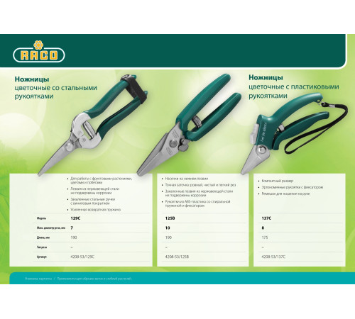 RACO 129C, 190 мм, с рукоятками из закалённой стали, специальные ножницы (4208-53/129C) купить  в Сочи