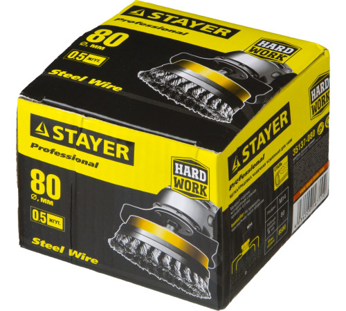 STAYER 80 мм, жгутированная стальная проволока 0.5 мм, чашечная щетка-крацовка для УШМ, Professional (35137-080) купить  в Сочи