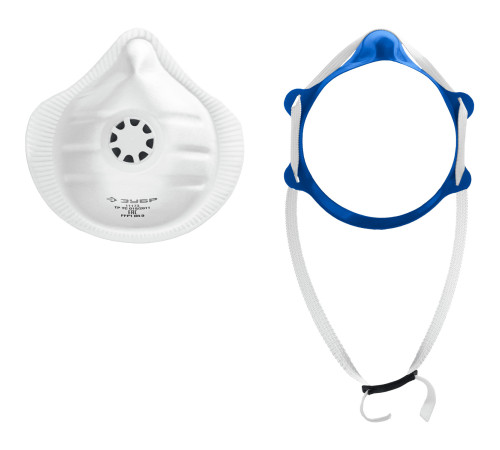 ЗУБР коническая, класс защиты FFP1, с клапаном выдоха, пластиковый каркас, с 10-ю сменными фильтрами, фильтрующая полумаска (11173) купить  в Сочи