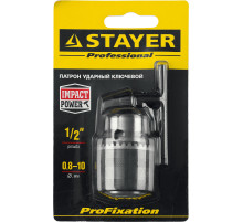 STAYER 10 мм, 1/2″, ударный сверлильный патрон с ключом для дрели, Professional (29055-10-1/2)