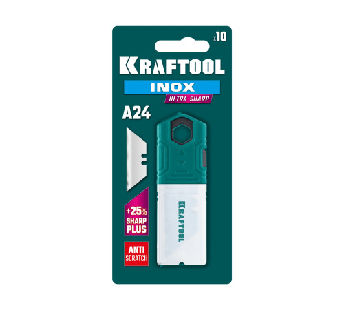 KRAFTOOL INOX-A24, 10 шт, нержавеющие трапециевидные лезвия (09626-S10) купить  в Сочи