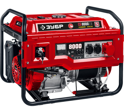 ЗУБР 8000 Вт, 380 / 220 В, бензиновый генератор с электростартером (СБ-8000Е-3) купить  в Сочи