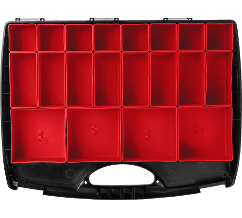 ЗУБР ВОЛГА-20, 425 х 330 х 60 мм, пластиковый органайзер с 20 съемными лотками (38034-20) купить  в Сочи