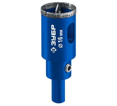 ЗУБР АГК d 16 мм (центр. сверло, трехгр. хвост, Р60), Алмазная коронка, Профессионал (29850-16) купить  в Сочи