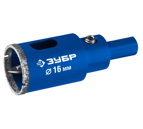 ЗУБР АГК d 16 мм (центр. сверло, трехгр. хвост, Р60), Алмазная коронка, Профессионал (29850-16) купить  в Сочи
