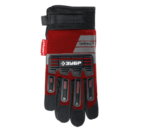 ЗУБР IMPACT р.XL (10), красные, профессиональные комбинированные перчатки, антивибрационные, противоударные, Профессионал (11478-XL) купить  в Сочи