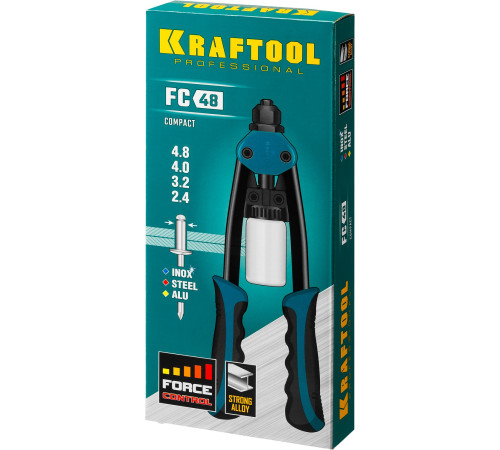 KRAFTOOL FC-48, 2.4 - 4.8 мм, 290 мм, компактный двуручный заклепочник (31161) купить  в Сочи