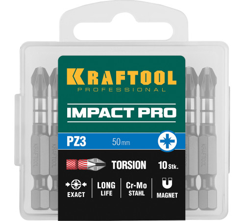 KRAFTOOL Impact PZ3, 50 мм, 10 шт, ударные биты (26193-3-50-S10) купить  в Сочи
