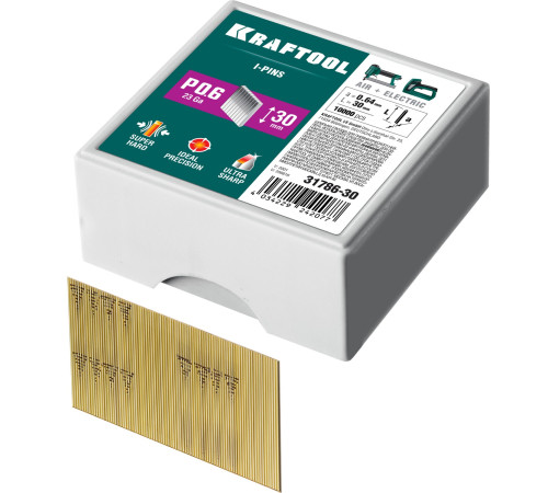 KRAFTOOL тип 23GA (P0.6) 30 мм, 10 000 шт, шпильки для нейлера (31786-30) купить  в Сочи