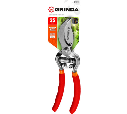 GRINDA G-5, 210 мм, высокоуглеродистая сталь, цельнокованый, эргономичные рукоятки, покрытие ПВХ, плоскостной секатор (423105) для обрезки веток и стеблей растений GRINDA G-5, 210 мм, высокоуглеродистая сталь, цельнокованый, эргономичные рукоятки, покрытие ПВХ, плоскостной секатор (423105) для обрезки веток и стеблей растений