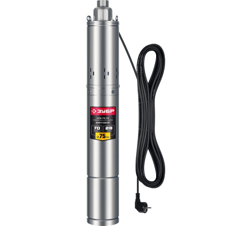 ЗУБР 370 Вт, 70 м напор, скважинный насос винтовой, корпус из нержавеющей стали (НСВ-75-70) купить  в Сочи