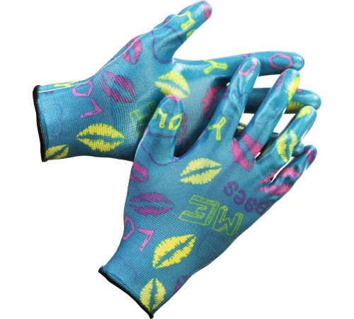 GRINDA S-M, садовые перчатки с прозрачным нитриловым покрытием, синие, 13 класс (11296-S) купить  в Сочи