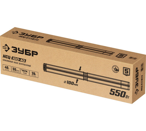 ЗУБР 550 Вт, 40 м напор, скважинный центробежный насос, корпус из нержавеющей стали (НСЦ-100-40) купить  в Сочи