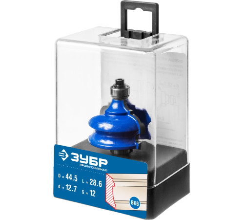 ЗУБР 44.5 x 28 мм, хвостовик 12 мм, фреза кромочная фигурная №4, Профессионал (28715-44.5) купить  в Сочи