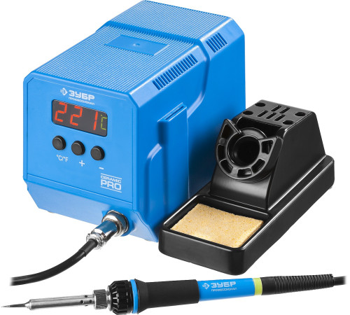 ЗУБР ПСН-60, 60 Вт, 50 - 480°C, керамический нагреватель, низкотемпературная паяльная станция цифровая, Профессионал (55336) купить  в Сочи