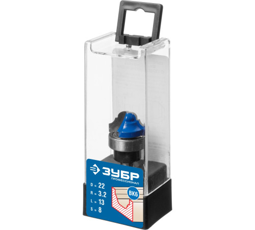 ЗУБР 22 x 13 мм, радиус 3.2 мм, фреза пазовая фасонная с верхним подшипником, Профессионал (28747-22) купить  в Сочи