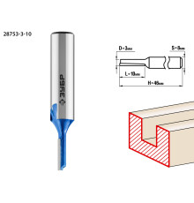 ЗУБР 3 x 10 мм, хвостовик 8 мм, фреза пазовая прямая, Профессионал (28753-3-10)