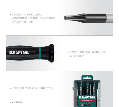 KRAFTOOL Precision 7, 7 предм., Набор отверток (25686) купить в Сочи KRAFTOOL Precision 7, 7 предм., Набор отверток (25686) купить в Сочи