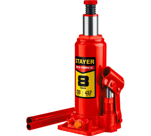 STAYER RED FORCE, 8 т, 200 - 385 мм, бутылочный гидравлический домкрат, Professional (43160-8) купить в Сочи STAYER RED FORCE, 8 т, 200 - 385 мм, бутылочный гидравлический домкрат, Professional (43160-8) купить в Сочи