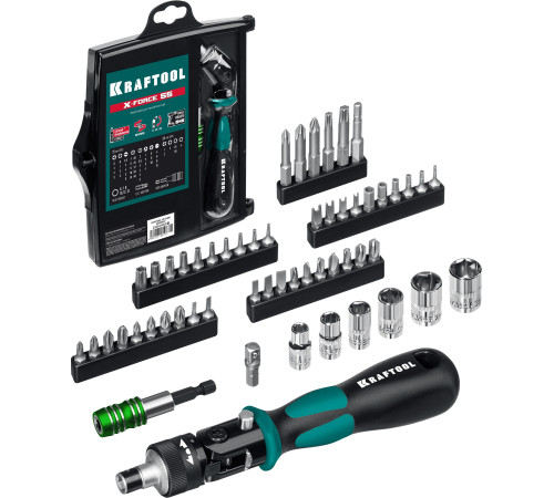 KRAFTOOL Expert-55, 55 предм., реверсивная отвертка с насадками (25554-H55) купить  в Сочи