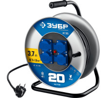 ЗУБР КГ-315, КГ, 3 x 1.5 мм2, 20 м, 3700 Вт, IP44, силовой удлинитель на стальной катушке, Профессионал (55080-20)