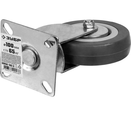 ЗУБР d 100 мм, г/п 65 кг, резина/полипропилен, поворотное колесо (30956-100-S) купить  в Сочи