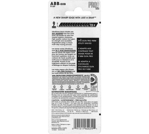 OLFA EXCEL BLACK, 9 х 80 х 0.38 мм, 50 шт, сегментированные лезвия (OL-ABB-50B) купить в Сочи OLFA EXCEL BLACK, 9 х 80 х 0.38 мм, 50 шт, сегментированные лезвия (OL-ABB-50B) купить в Сочи