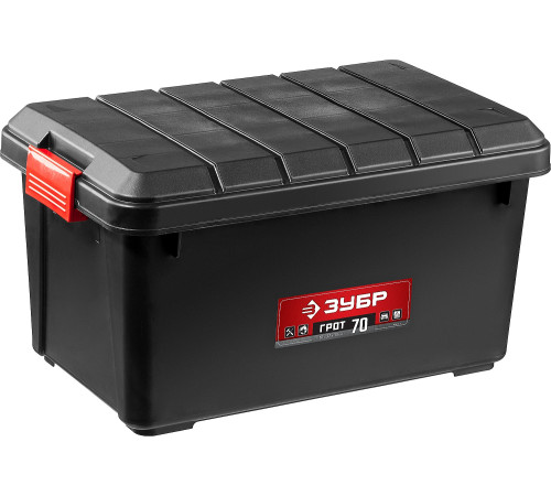 ЗУБР ГРОТ-70, 610 х 370 х 330 мм, 70 л, усиленный ящик-контейнер с крышкой (38184-24) купить  в Сочи