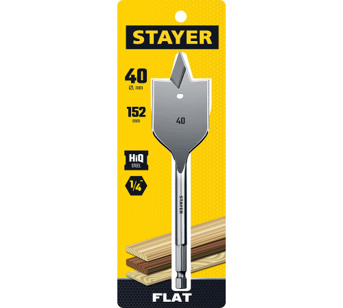 STAYER Flat, 40 x 152 мм, перовое, cверло по дереву (2950-40) купить в Сочи STAYER Flat, 40 x 152 мм, перовое, cверло по дереву (2950-40) купить в Сочи