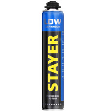 STAYER LOW EXPANSION, 800 мл, пистолетная, выход до 50 л, всесезонная, с низким вторичным расширением, монтажная пена, Professional (41136)